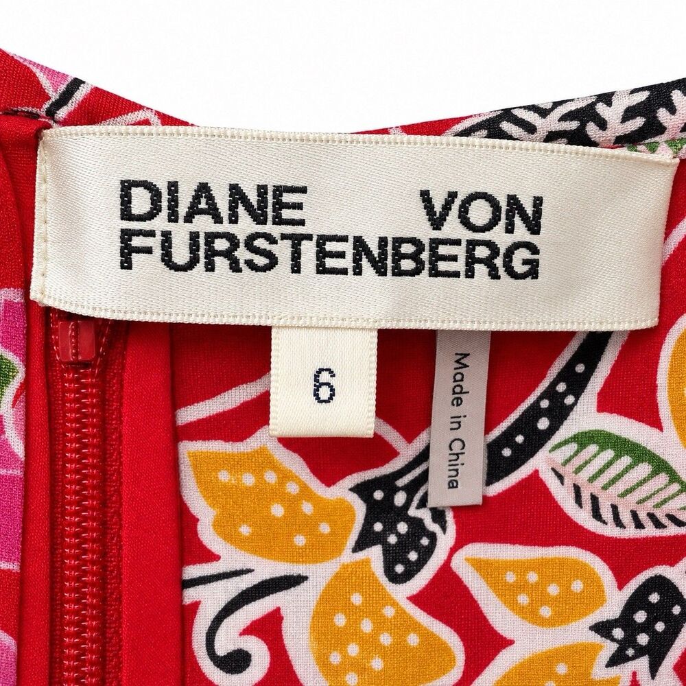 Diane von Furstenberg DVF Floral Jumpsuit Size 6 Red Sleeveless Belted NWT - Picture 4 of 4